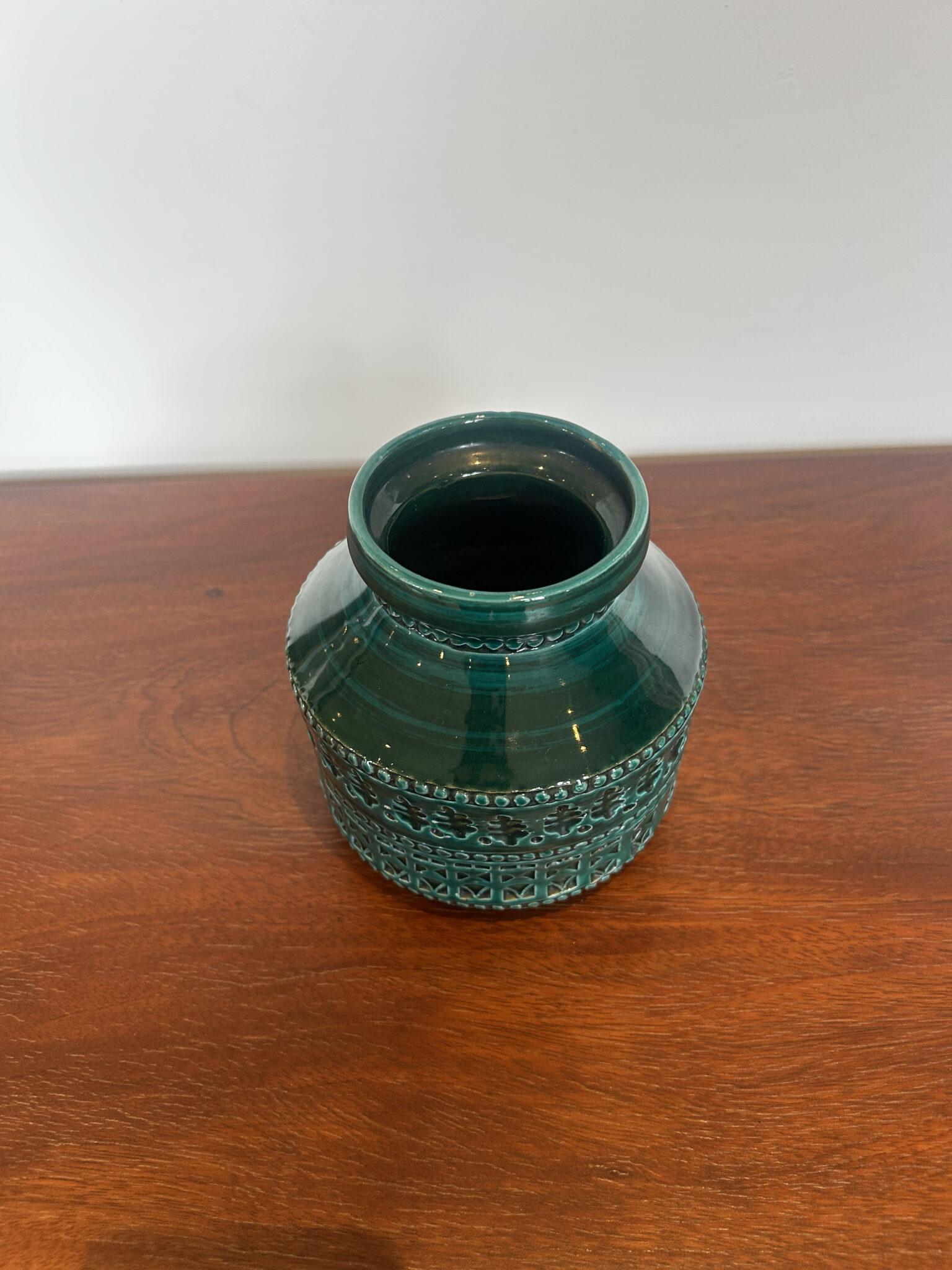 Vase Bitossi vert foncé, Aldo Londi pour Bitossi Ceramiche, Italie, années 1970 Excellent état - En vente à Torino, IT