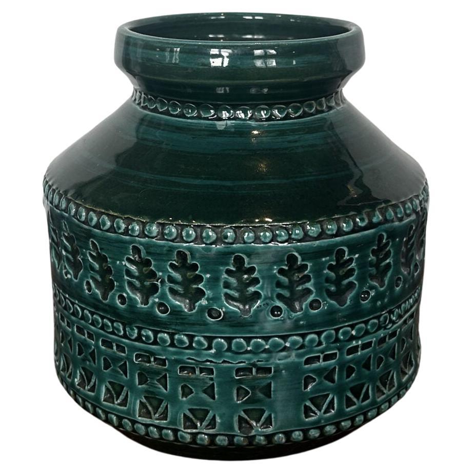 Bitossi dunkelgrüne Vase, Aldo Londi für Bitossi Ceramiche, Italien 1970er Jahre