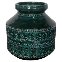 Bitossi dark green vase, Aldo Londi for Bitossi Ceramiche, Italy 1970s