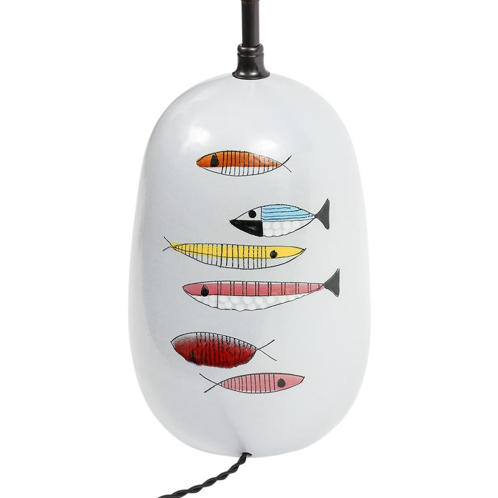 Bitossi Fish Table Lamp, Ceramic, Red, Yellow, Blue Signed For Sale 3