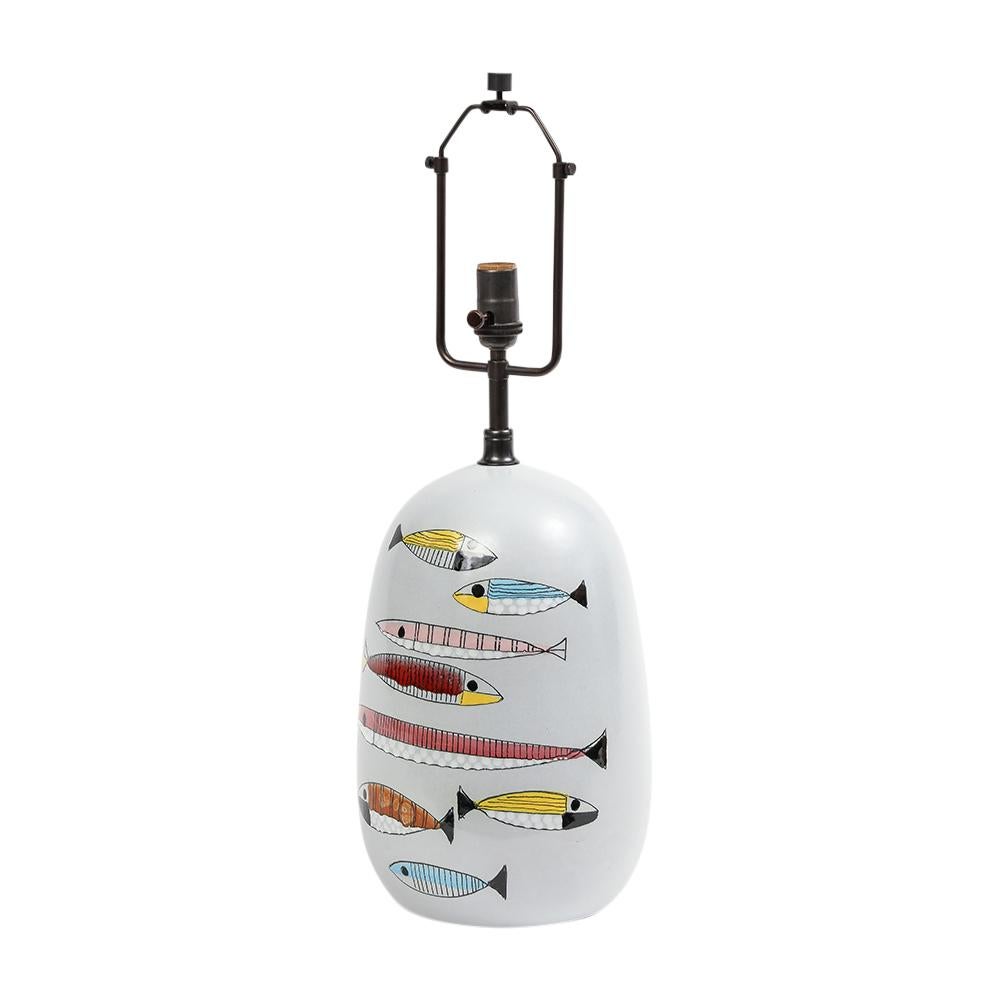 Bitossi Fish Table Lamp, Ceramic, Red, Yellow, Blue Signed For Sale 6
