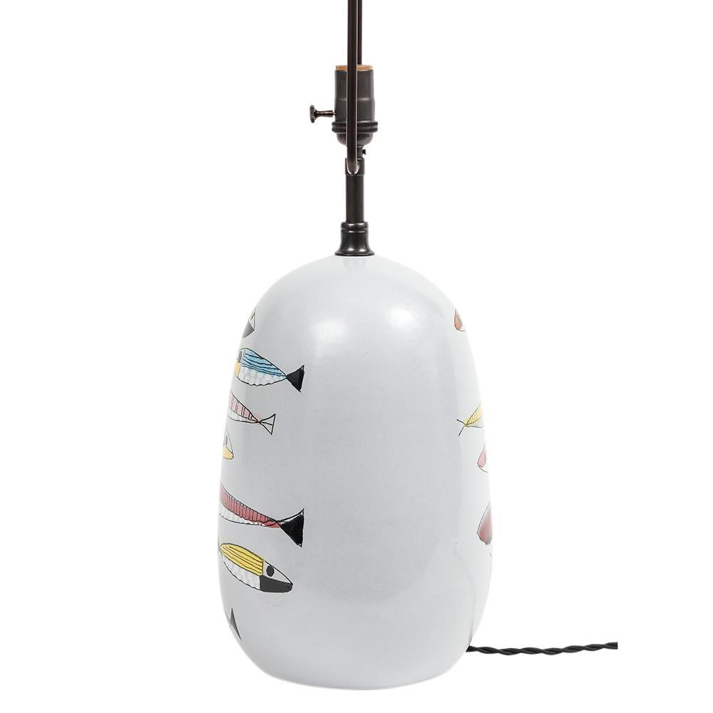 Bitossi Fish Table Lamp, Ceramic, Red, Yellow, Blue Signed For Sale 7