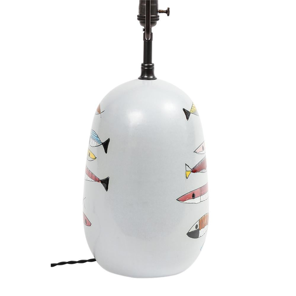 Bitossi Fish Table Lamp, Ceramic, Red, Yellow, Blue Signed For Sale 2