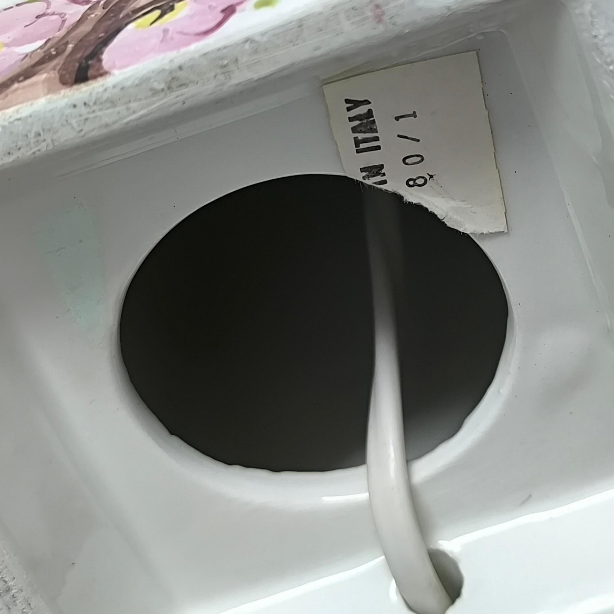 Bitossi Flavia Set Table Lamp and Ashtray - Vide Poche with Cherry Blossom Motif For Sale 7