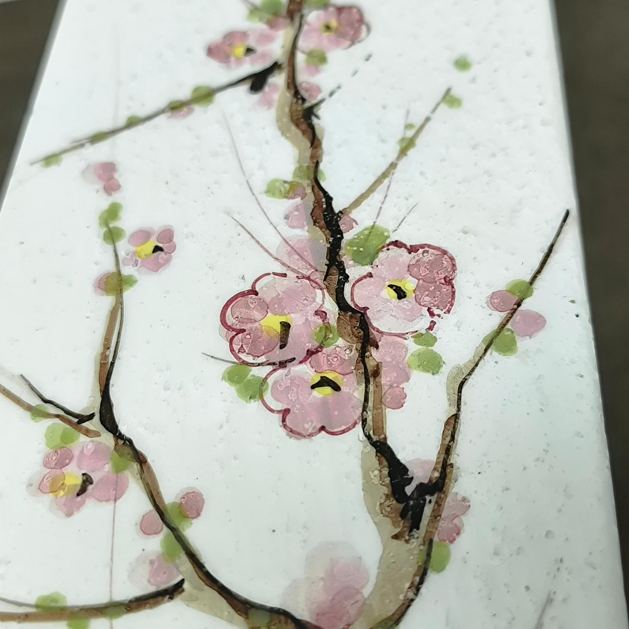 Bitossi Flavia Set Table Lamp and Ashtray - Vide Poche with Cherry Blossom Motif For Sale 8