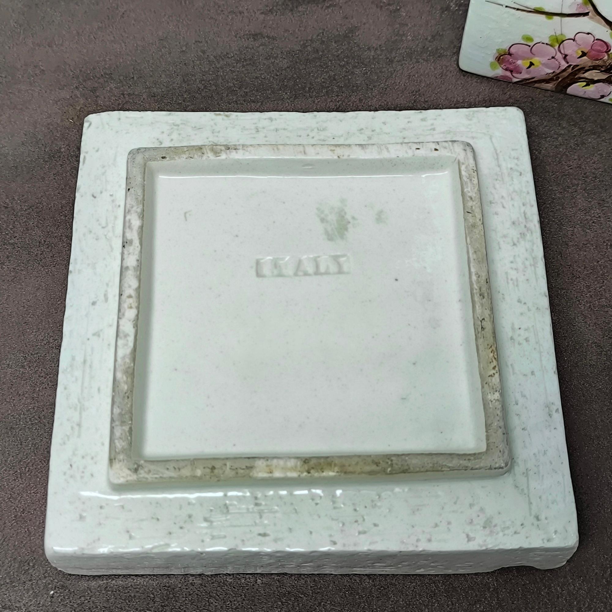 Bitossi Flavia Set Table Lamp and Ashtray - Vide Poche with Cherry Blossom Motif For Sale 1