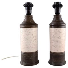 Bitossi for Bergboms, Sweden, Two Table Lamps in Glazed Stoneware, 1960s