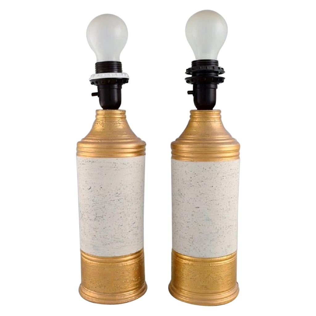 Bitossi for Bergboms, Sweden, Two Table Lamps in Glazed Stoneware For Sale