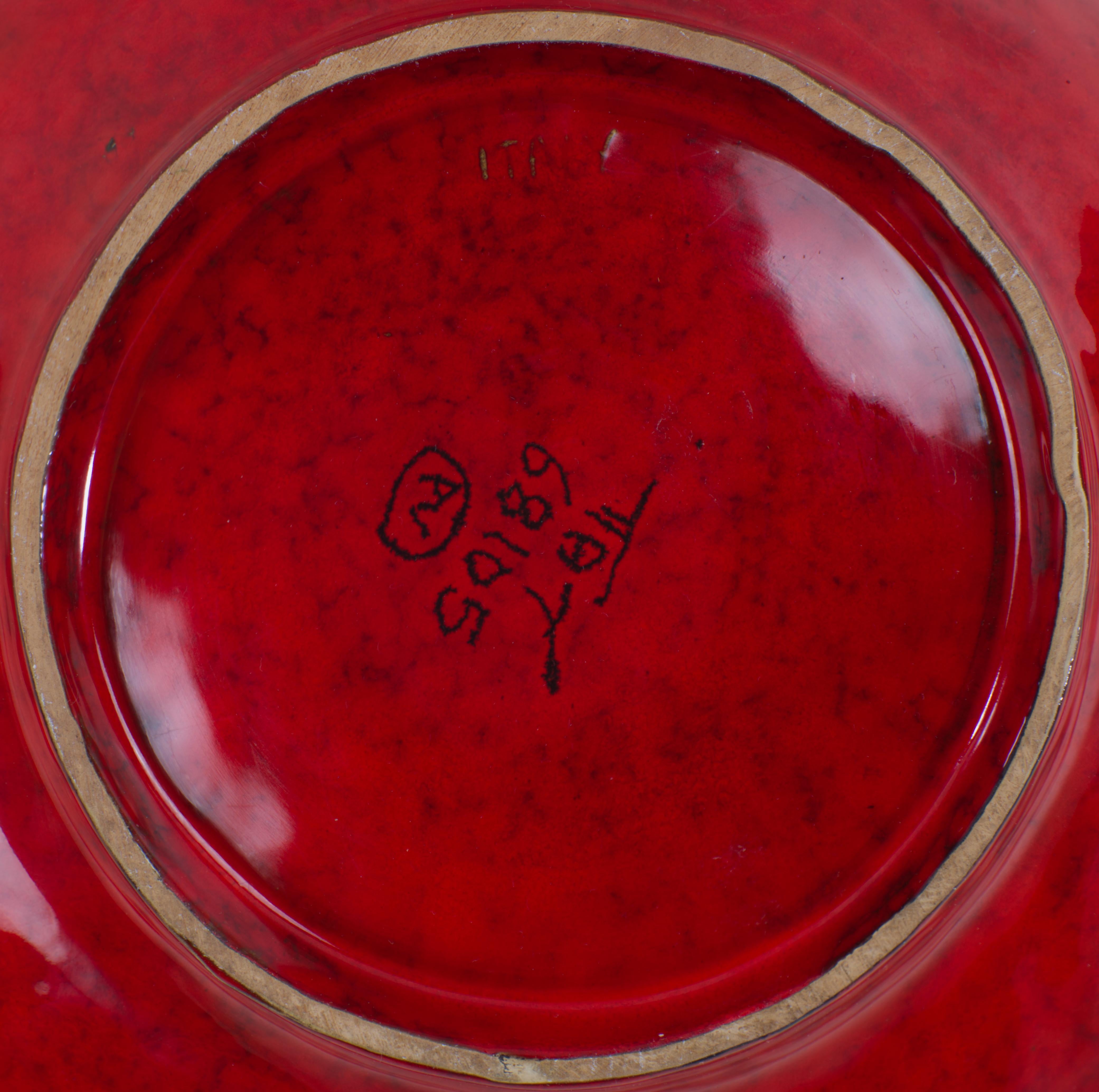 Grand bol en forme de coquillage Bitossi pour Peasant Village PV, céramique, glaçure rouge en vente 1