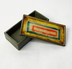 Bitossi for Raymor (Attributed) Italian Ceramic Lidded Box with Fused Glass Lid