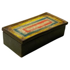 Bitossi for Raymor (Attributed) Italian Ceramic Lidded Box with Fused Glass Lid