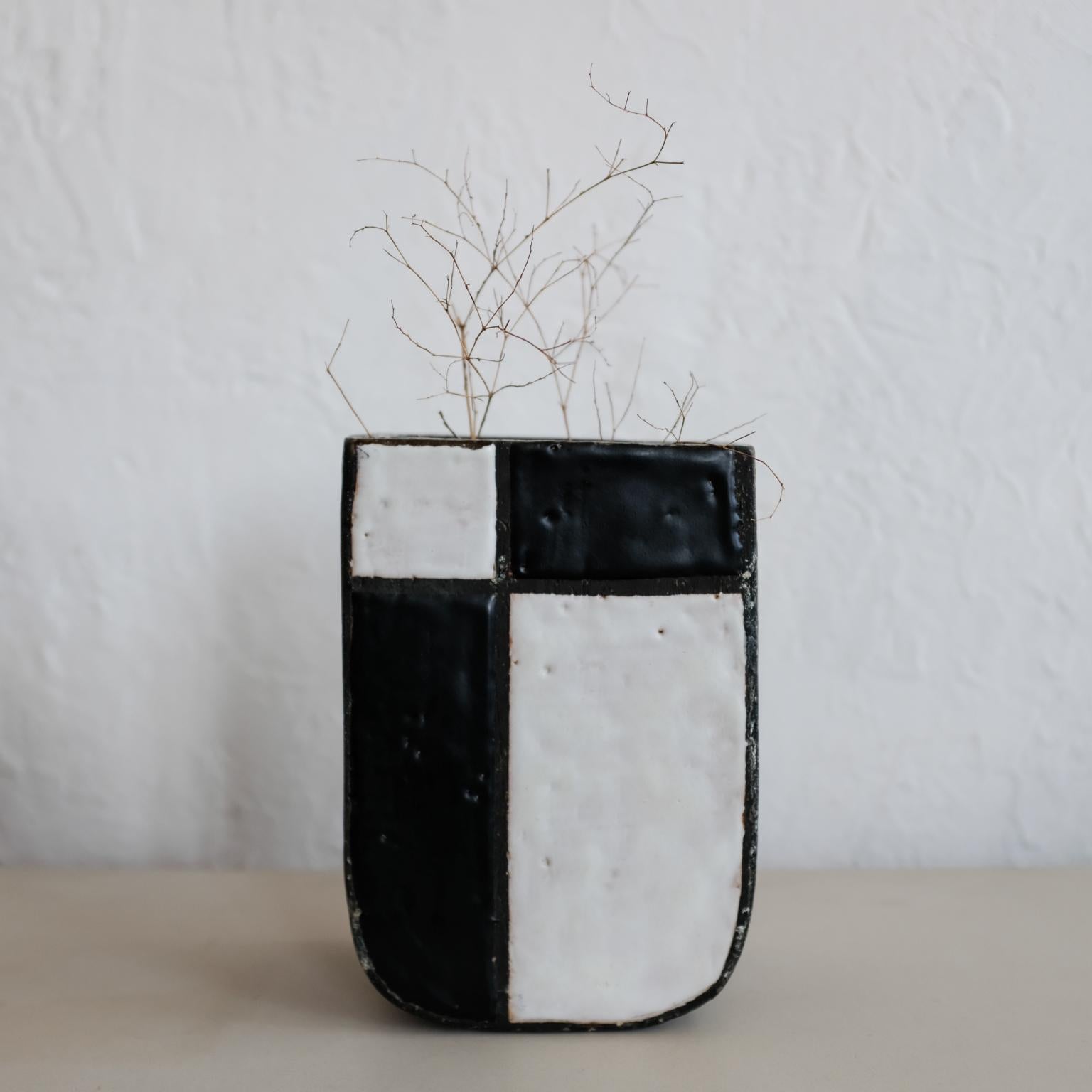 black geometric vase