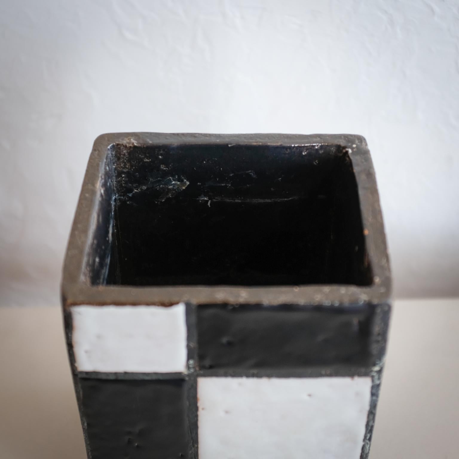 Ceramic Bitossi for Raymor Black and White Geometric Italian Vase