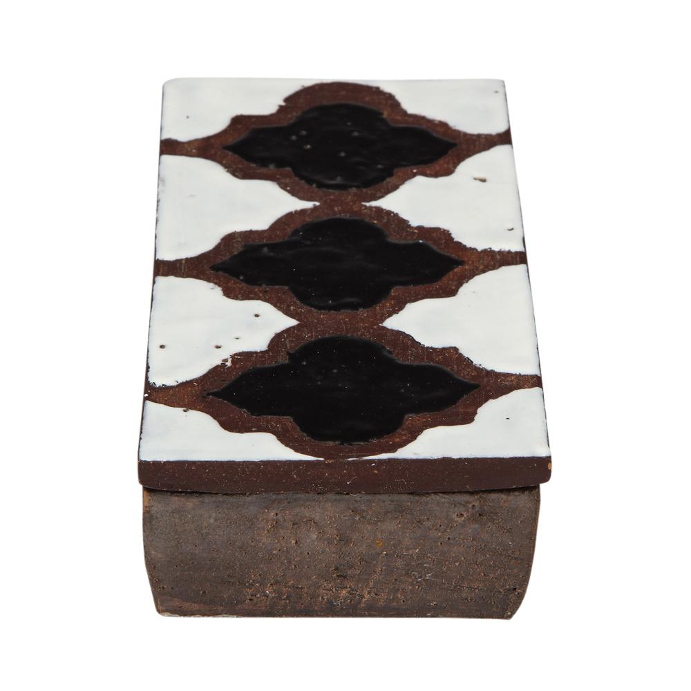 Mid-Century Modern Boîte Bitossi pour Raymor:: céramique:: blanc:: noir et marron:: signée en vente