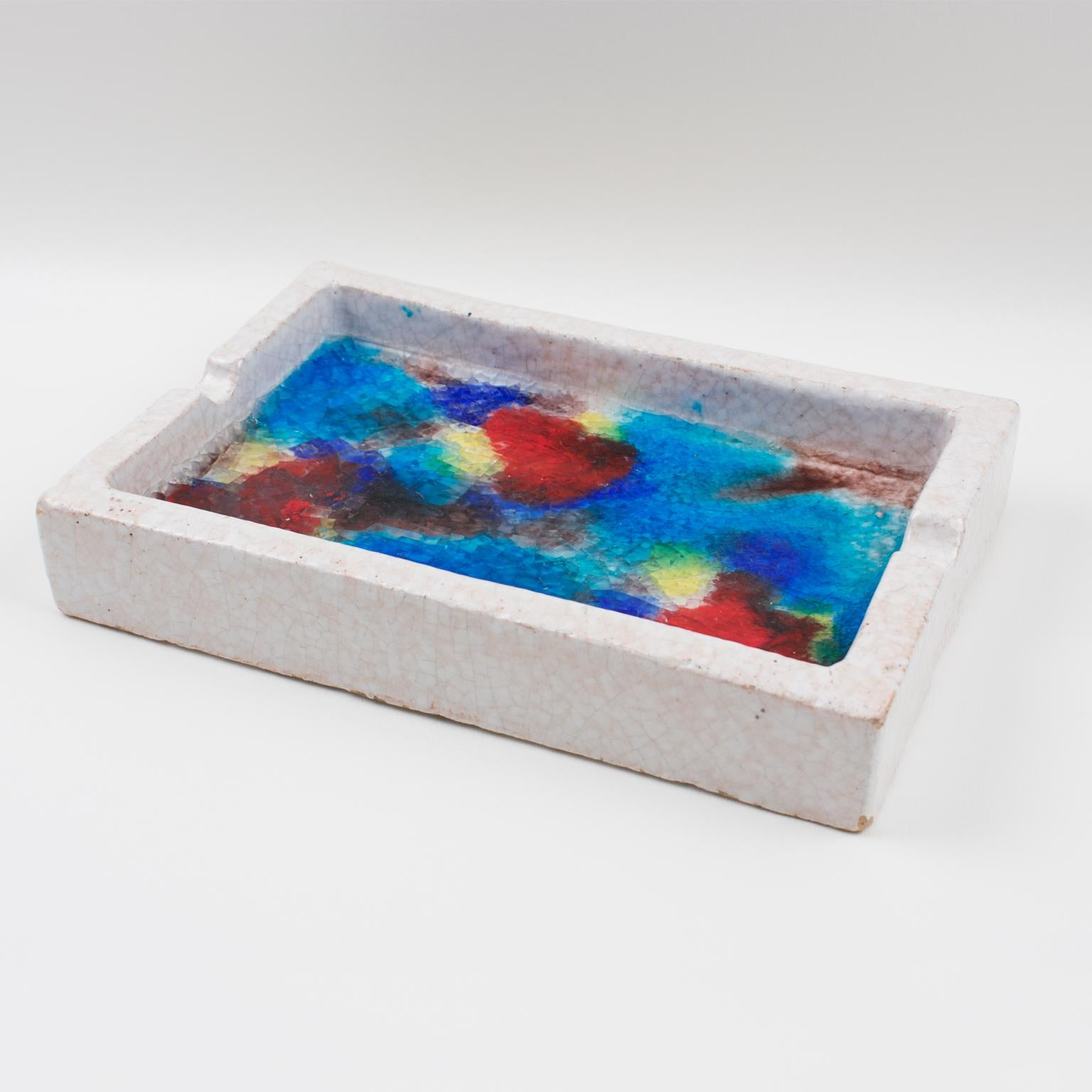 Mid-Century Modern Bitossi for Raymor Ceramic Ashtray Bowl Glass Mosaic