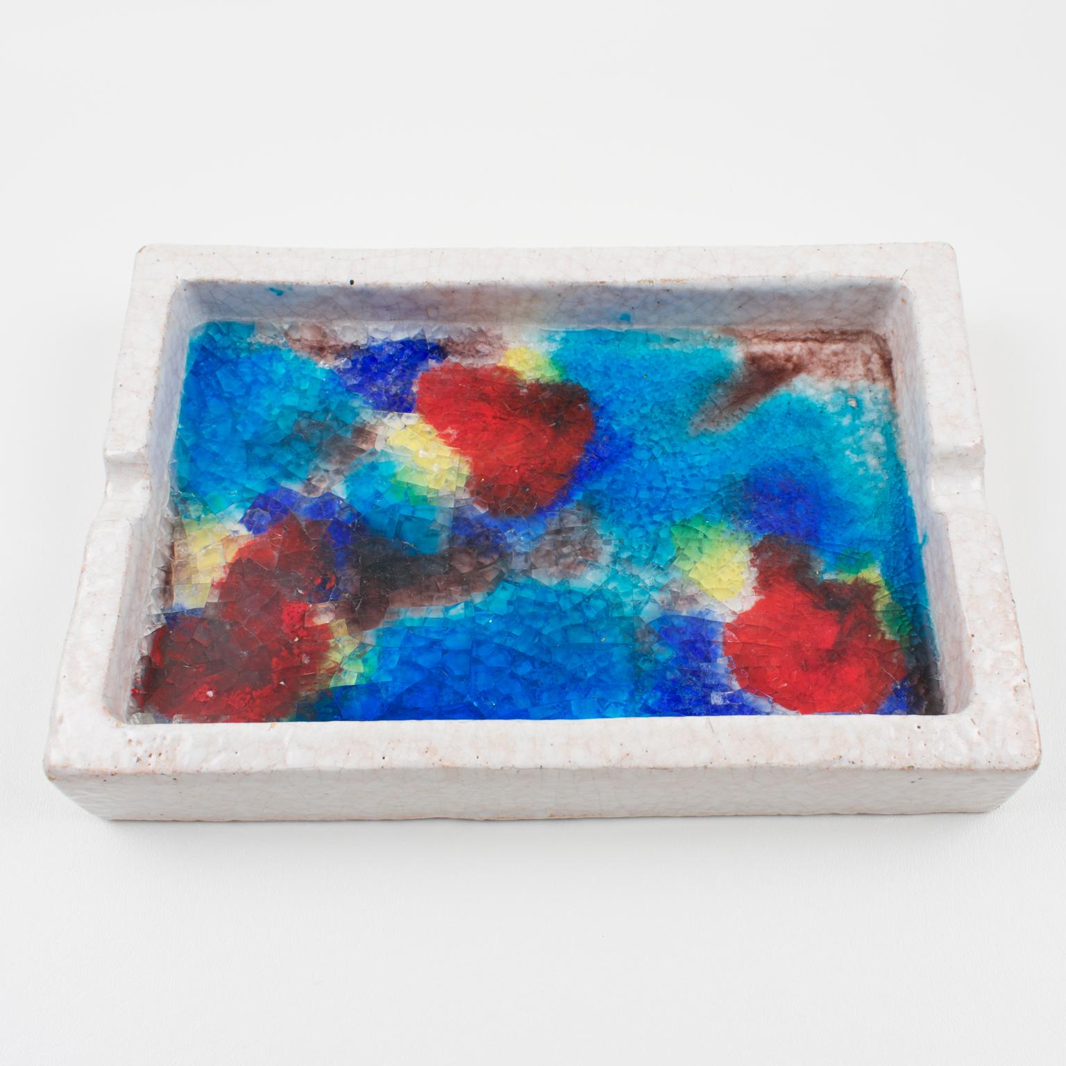 Bitossi for Raymor Ceramic Ashtray Bowl Glass Mosaic In Good Condition In Atlanta, GA