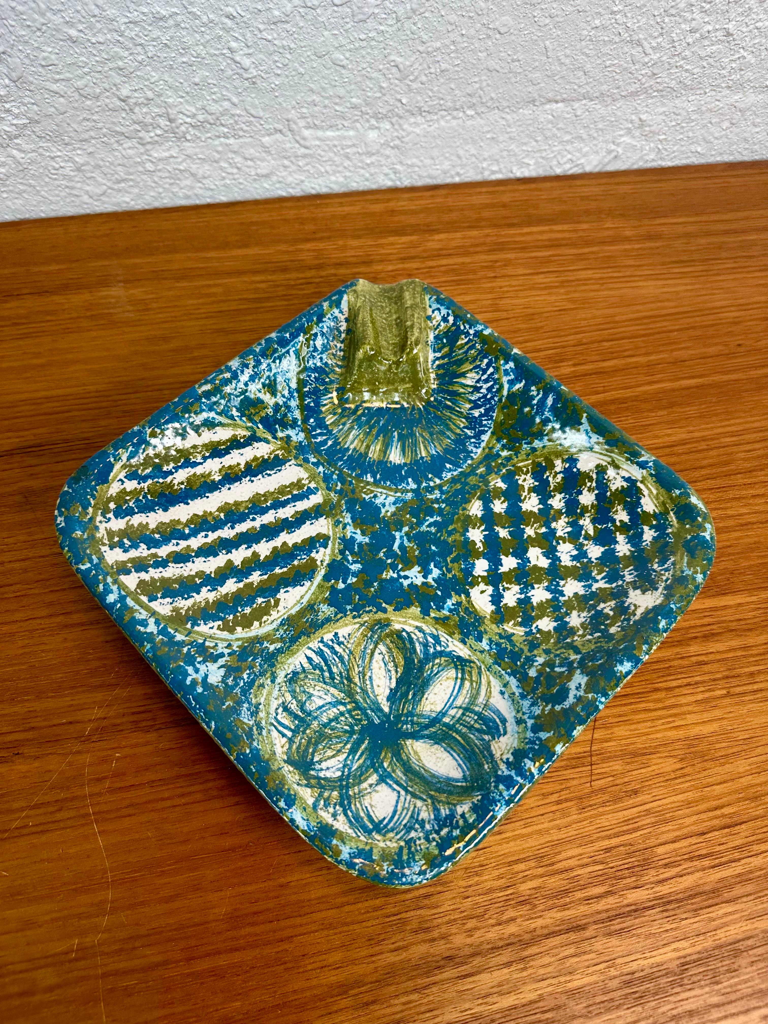 Glazed Bitossi for Raymor Italian Mid Century Modern Ceramic Ashtray Catch All Dish For Sale