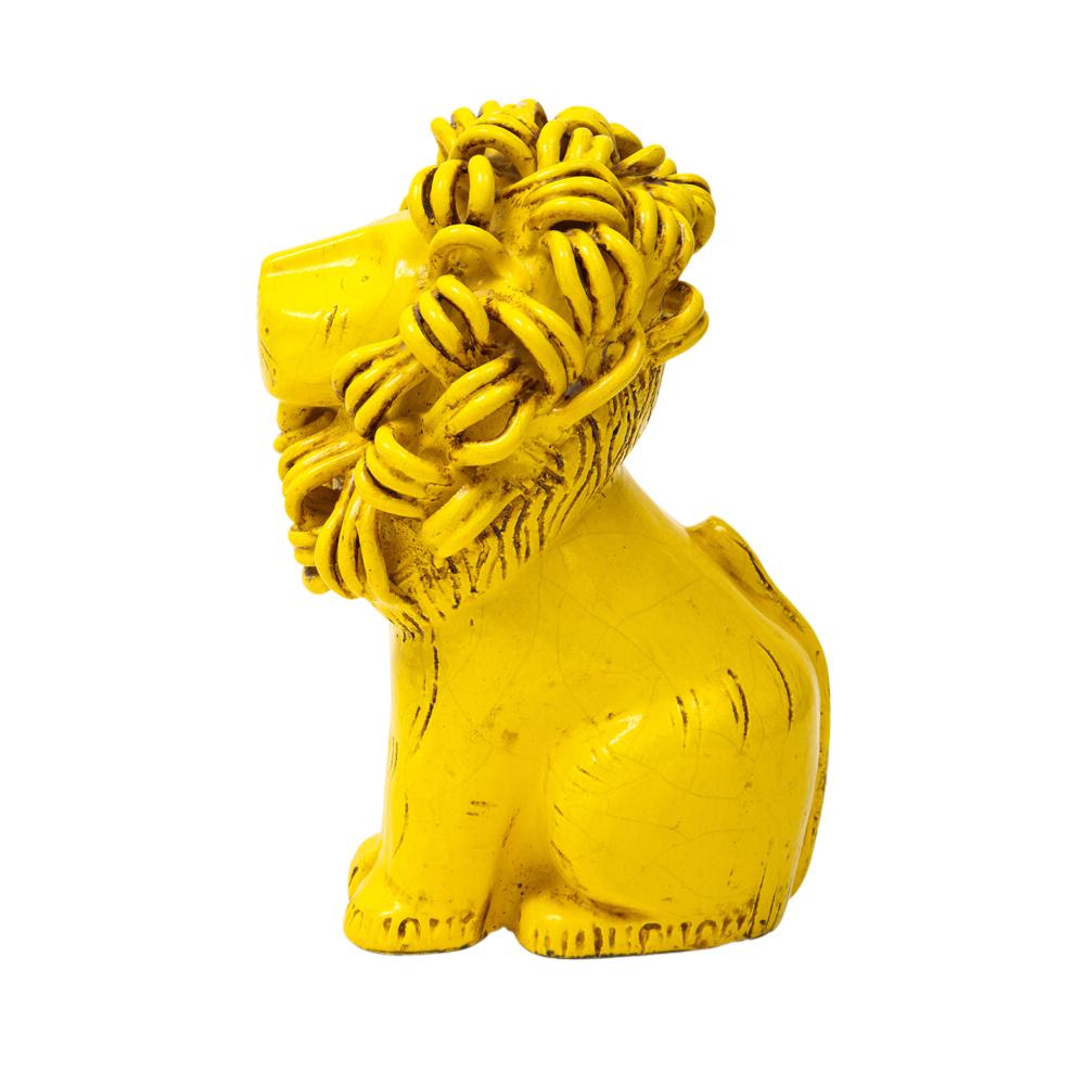 Vernissé Bitossi pour Raymor Lion, Céramique, Jaune, Signé en vente