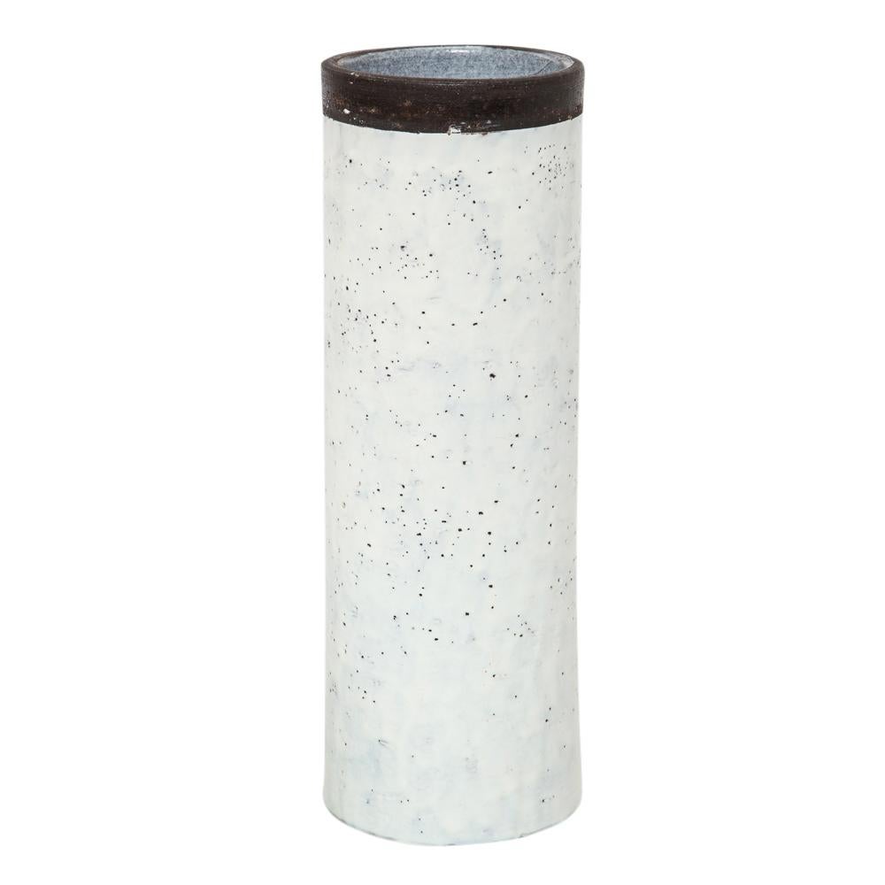 Mid-Century Modern Bitossi for Raymor Vase, Ceramic, White and Brown, Signed For Sale