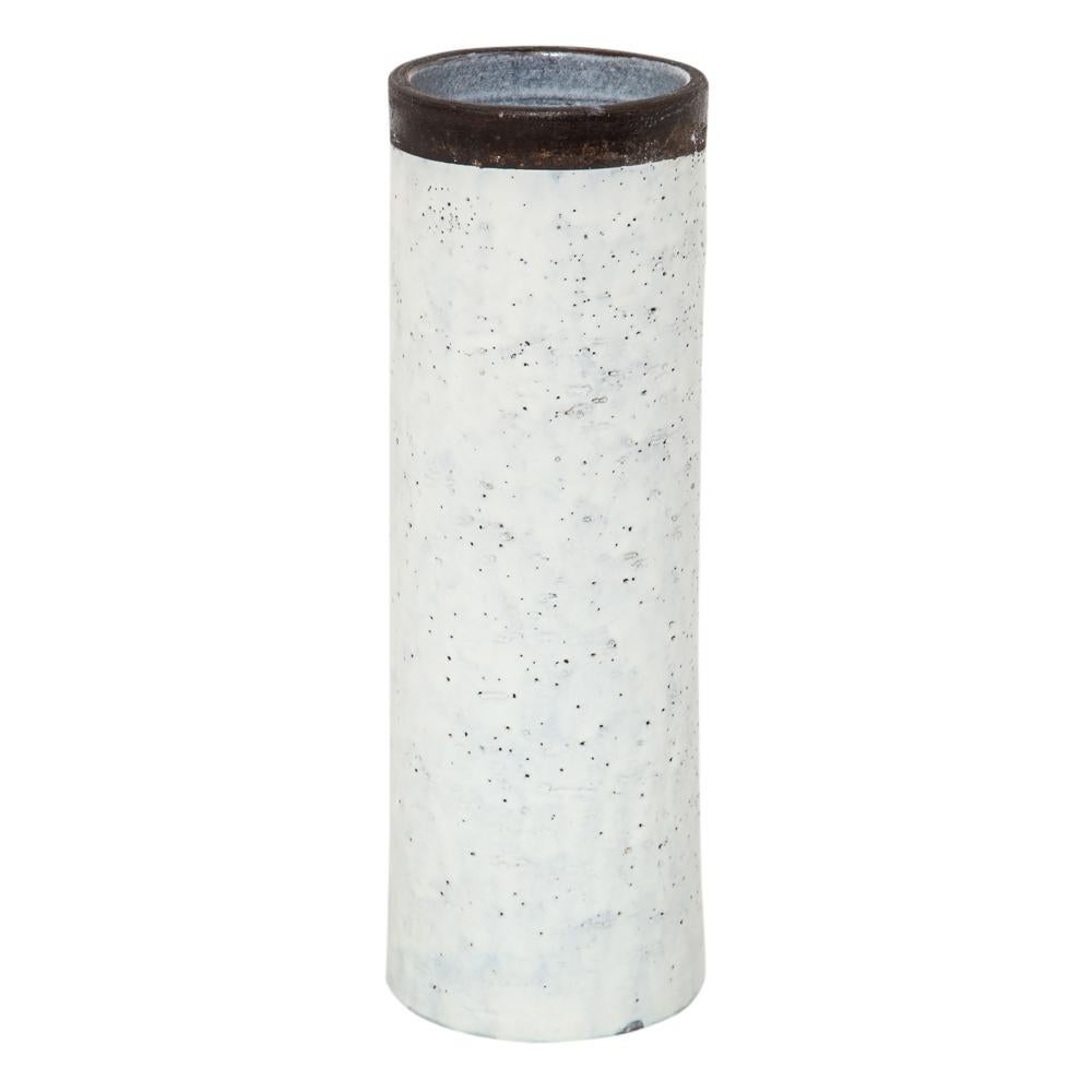 Glazed Bitossi for Raymor Vase, Ceramic, White and Brown, Signed For Sale