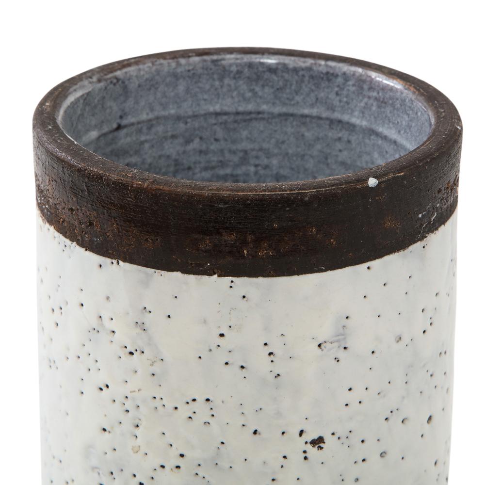 Mid-20th Century Bitossi for Raymor Vase, Ceramic, White and Brown, Signed For Sale