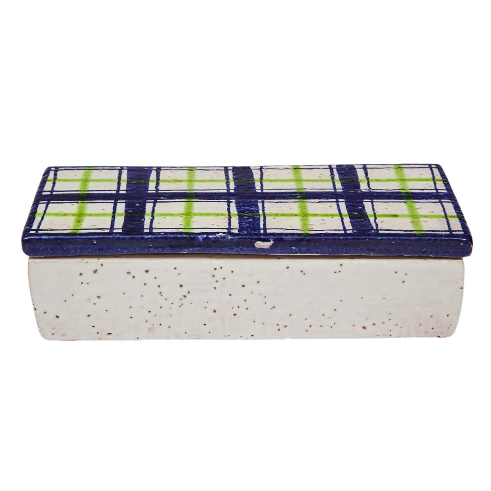 Glazed Bitossi for Rosenthal Netter Box, Ceramic, Navy Blue, Green, White, Plaid For Sale