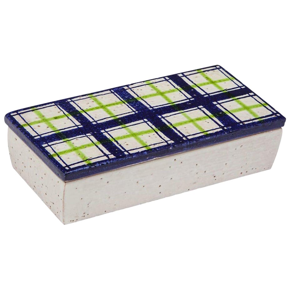 Bitossi for Rosenthal Netter Box, Ceramic, Navy Blue, Green, White, Plaid