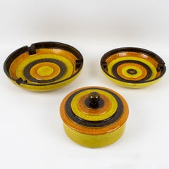 Bitossi for Rosenthal Netter Ceramic Box, Bowls Vide Poche, 3 pc, circa 1960