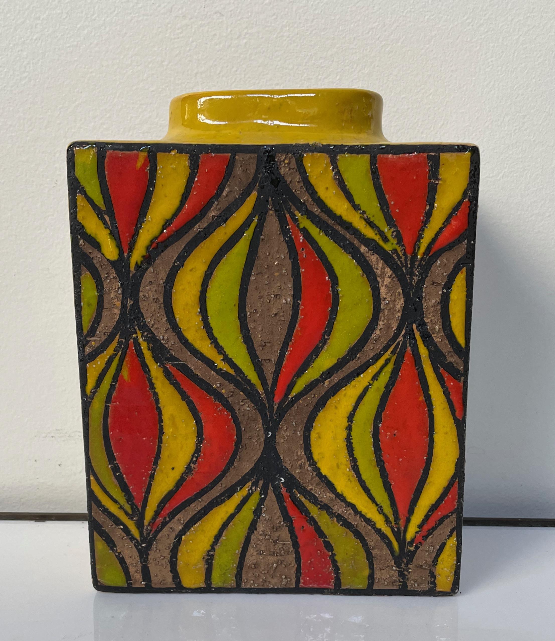Unusual Rosenthal Netter vase by Bittosi in the rare onion pattern red, yellow, green, and brown.