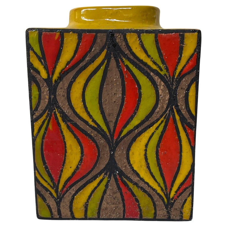 Bitossi for Rosenthal Netter Ceramic Vase Onion Pattern Earth Tones Mid