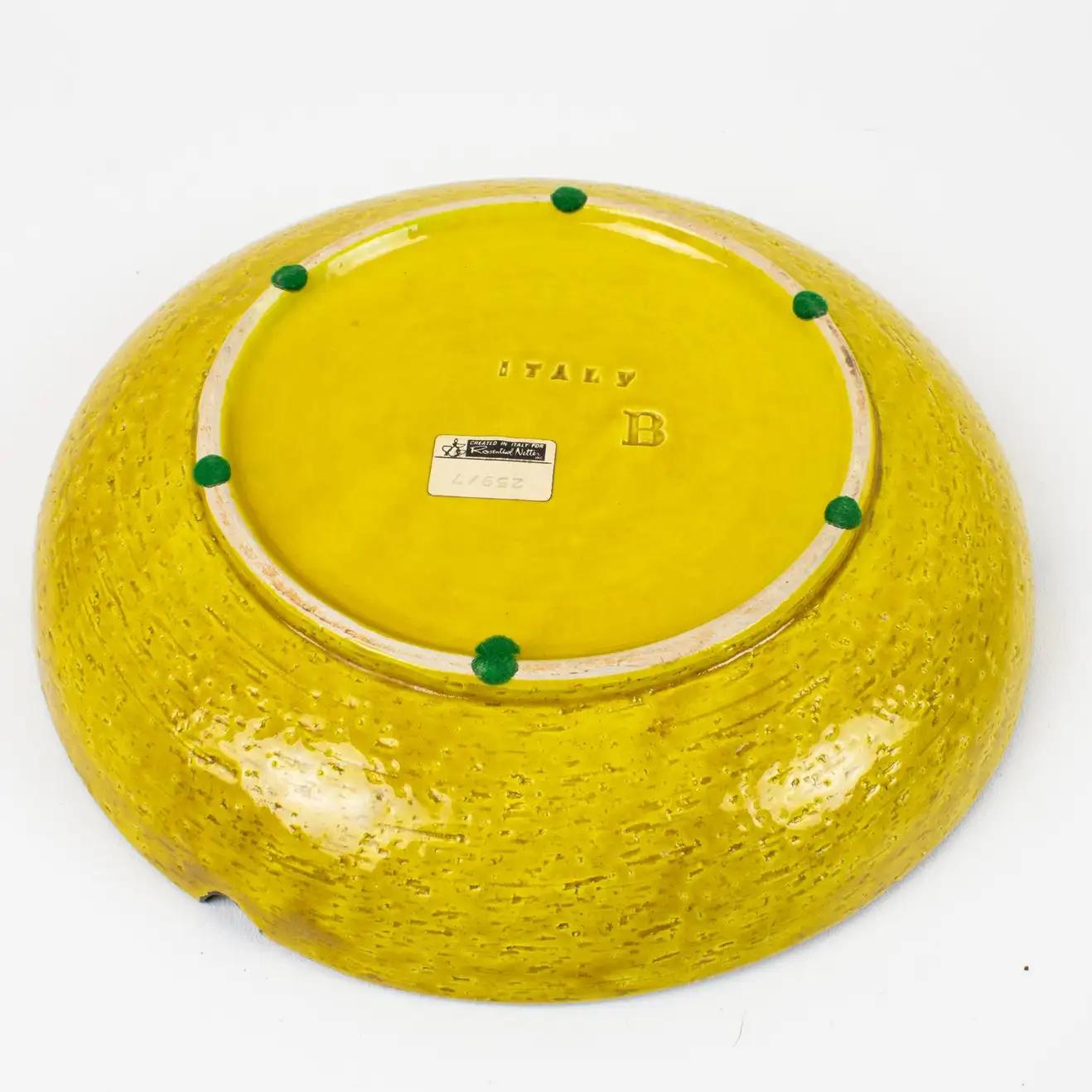 Bitossi for Rosenthal Netter Yellow Ceramic Box and Vide Poche Set, Italy 1960s For Sale 4