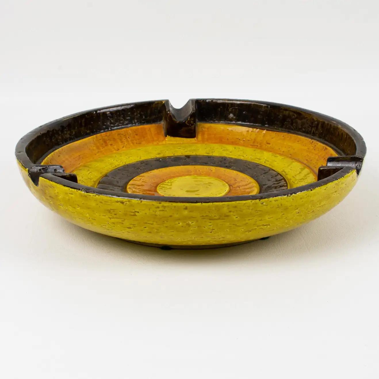 Bitossi for Rosenthal Netter Yellow Ceramic Box and Vide Poche Set, Italy 1960s For Sale 5