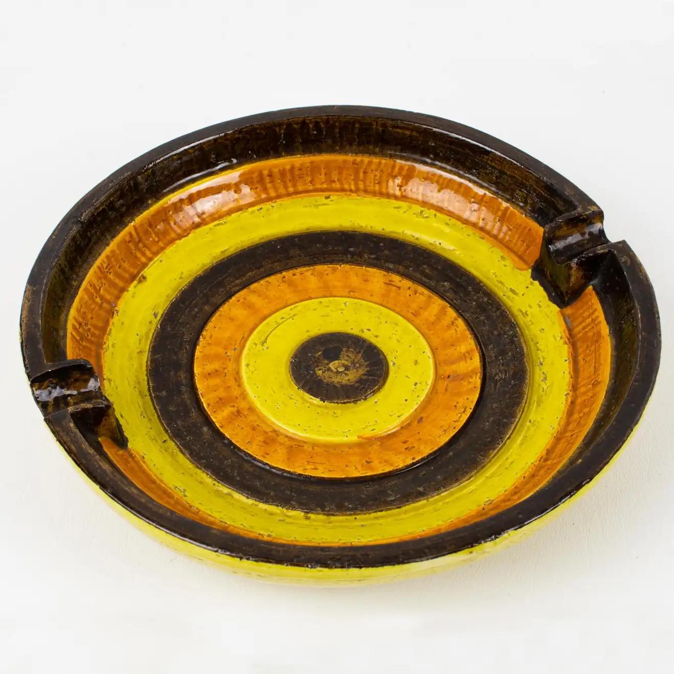 Bitossi for Rosenthal Netter Yellow Ceramic Box and Vide Poche Set, Italy 1960s For Sale 2
