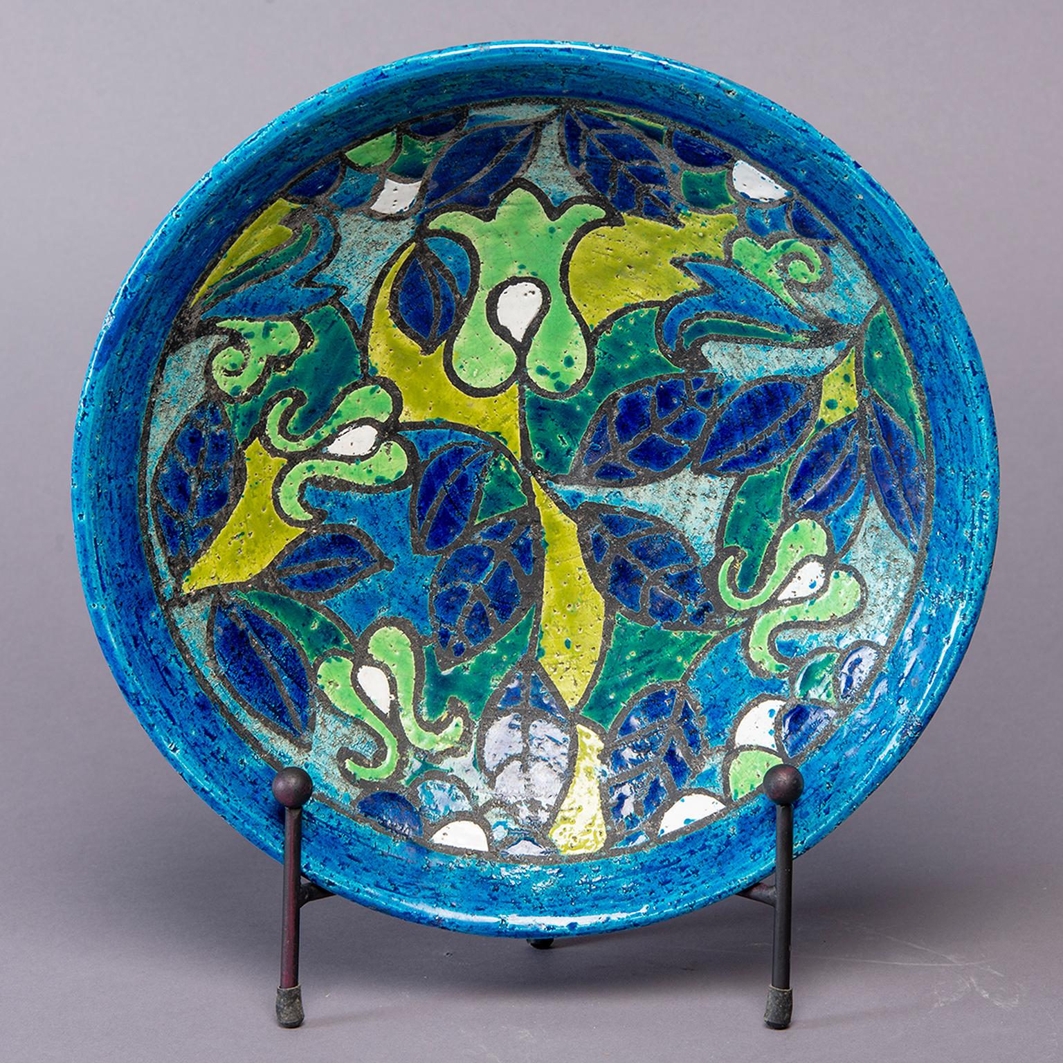 Mid-Century Modern Bitossi for Rosenthal Netter Large Blue Ceramic Bowl
