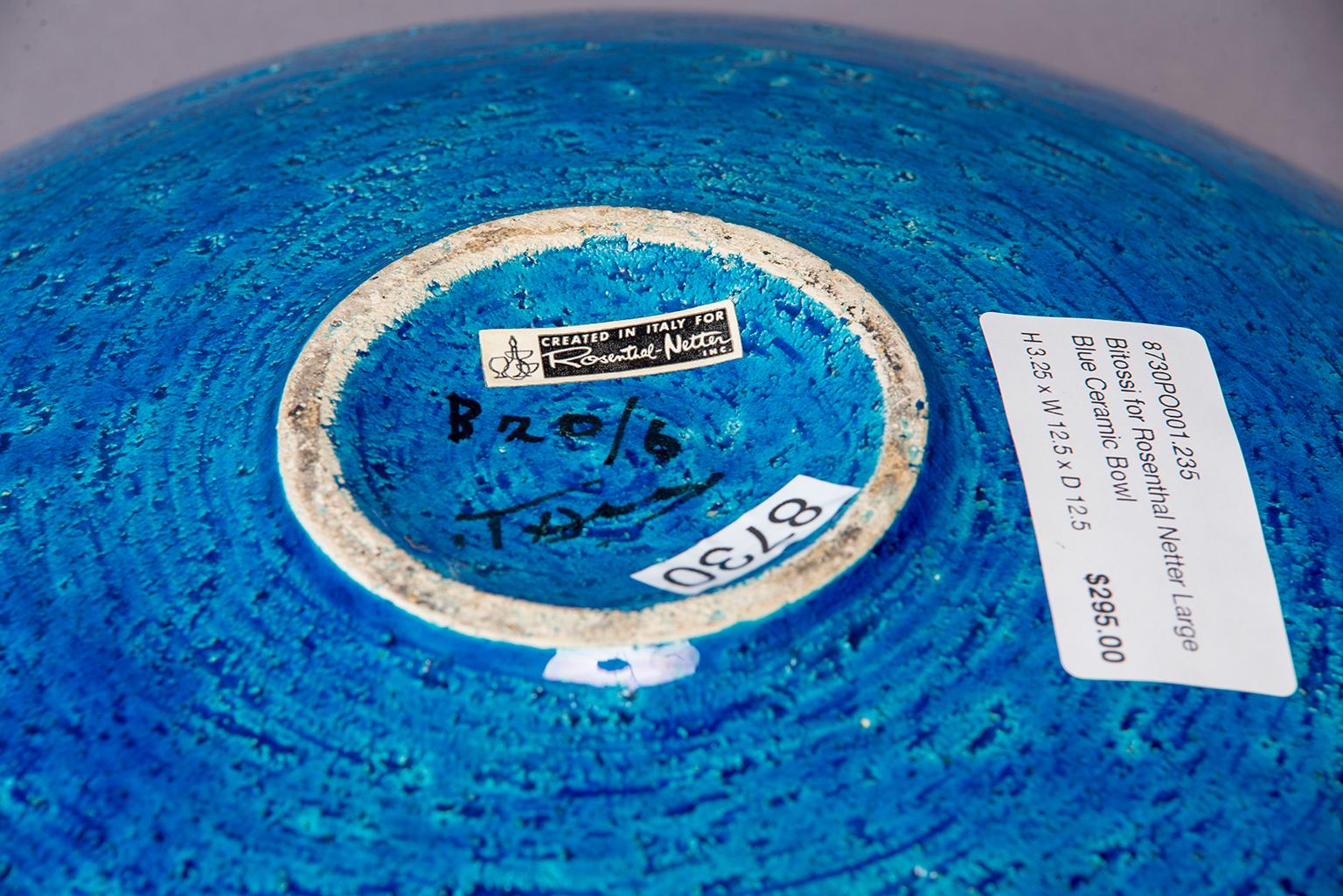 Bitossi for Rosenthal Netter Large Blue Ceramic Bowl 1