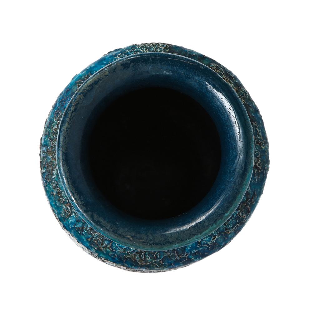 Mid-20th Century Bitossi for Rosenthal Netter Vase, Ceramic, Blue, Gold, Cinese, Signed For Sale