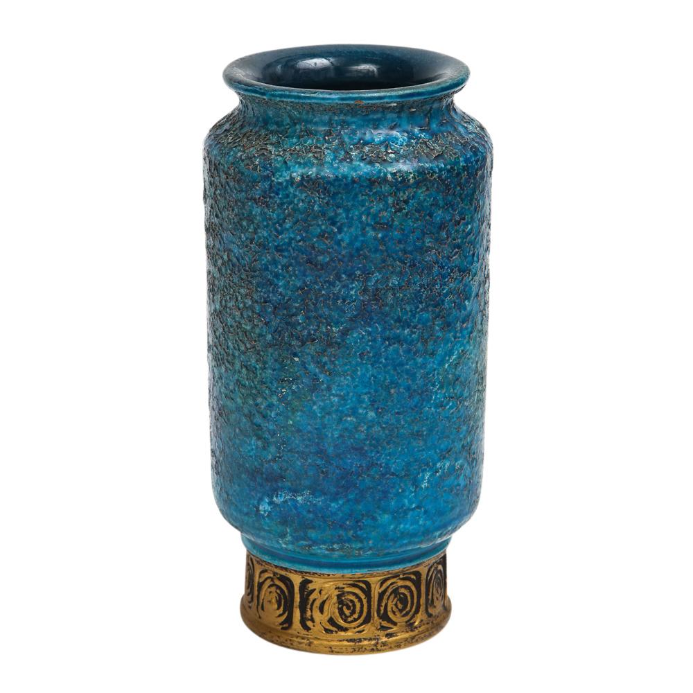 Bitossi für Rosenthal Netter Vase, Keramik, Blau, Gold, Cinese, signiert (Moderne der Mitte des Jahrhunderts) im Angebot