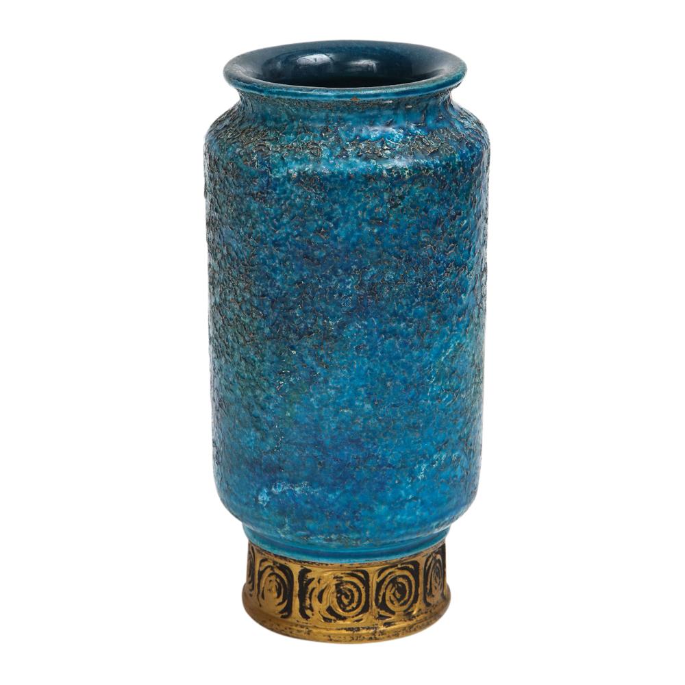Bitossi für Rosenthal Netter Vase, Keramik, Blau, Gold, Cinese, signiert (Italienisch) im Angebot