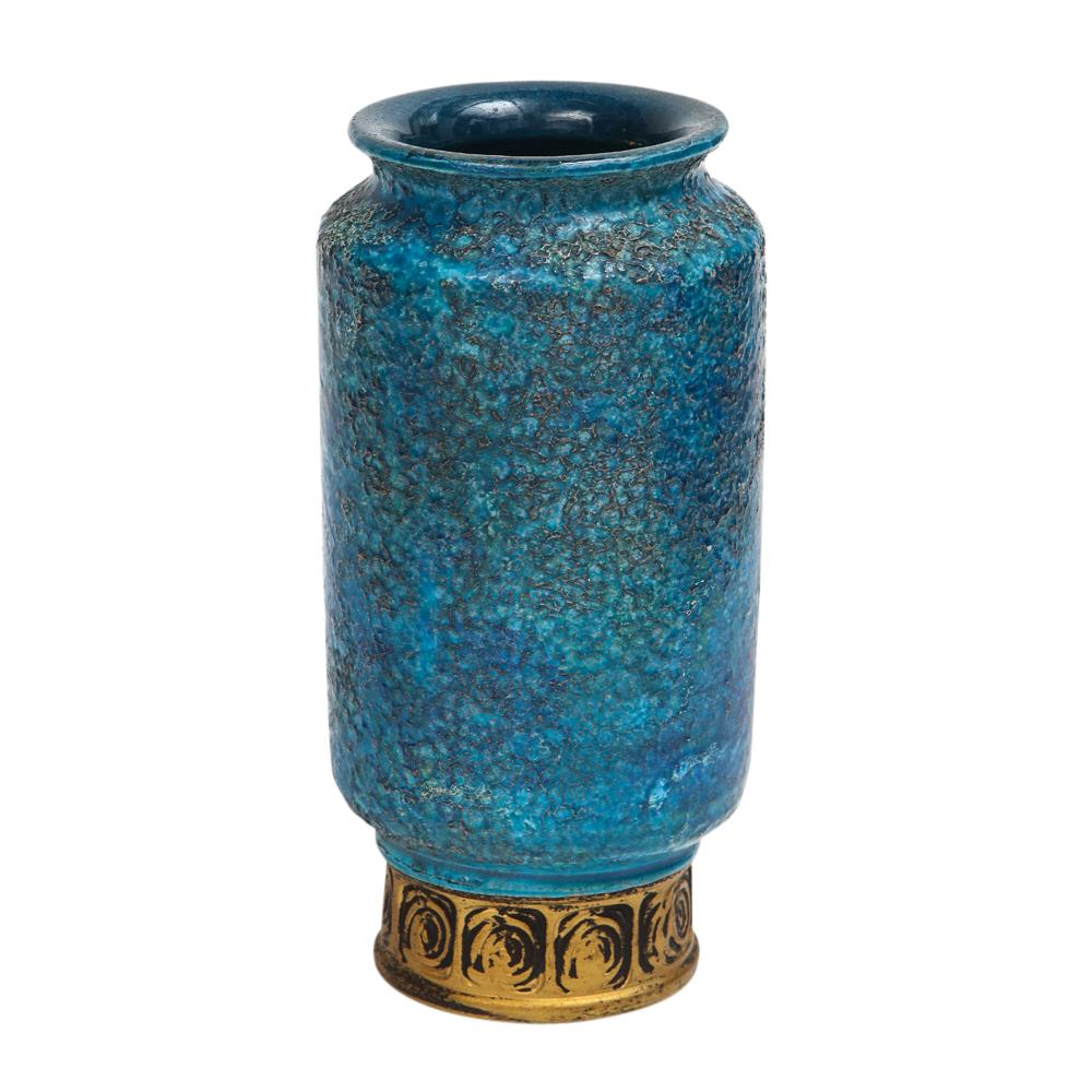 Bitossi für Rosenthal Netter Vase, Keramik, Blau, Gold, Cinese, signiert (Glasiert) im Angebot