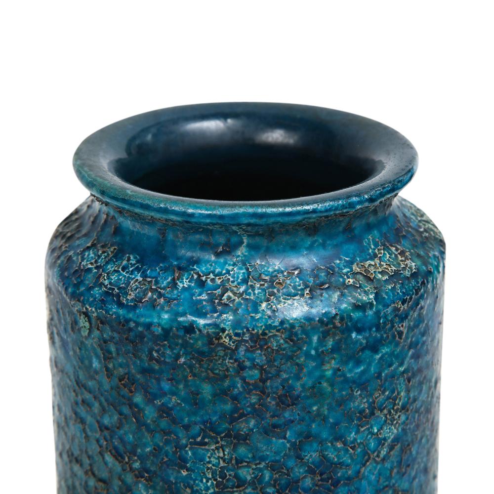 Glazed Bitossi for Rosenthal Netter Vase, Ceramic, Blue, Gold, Cinese, Signed For Sale