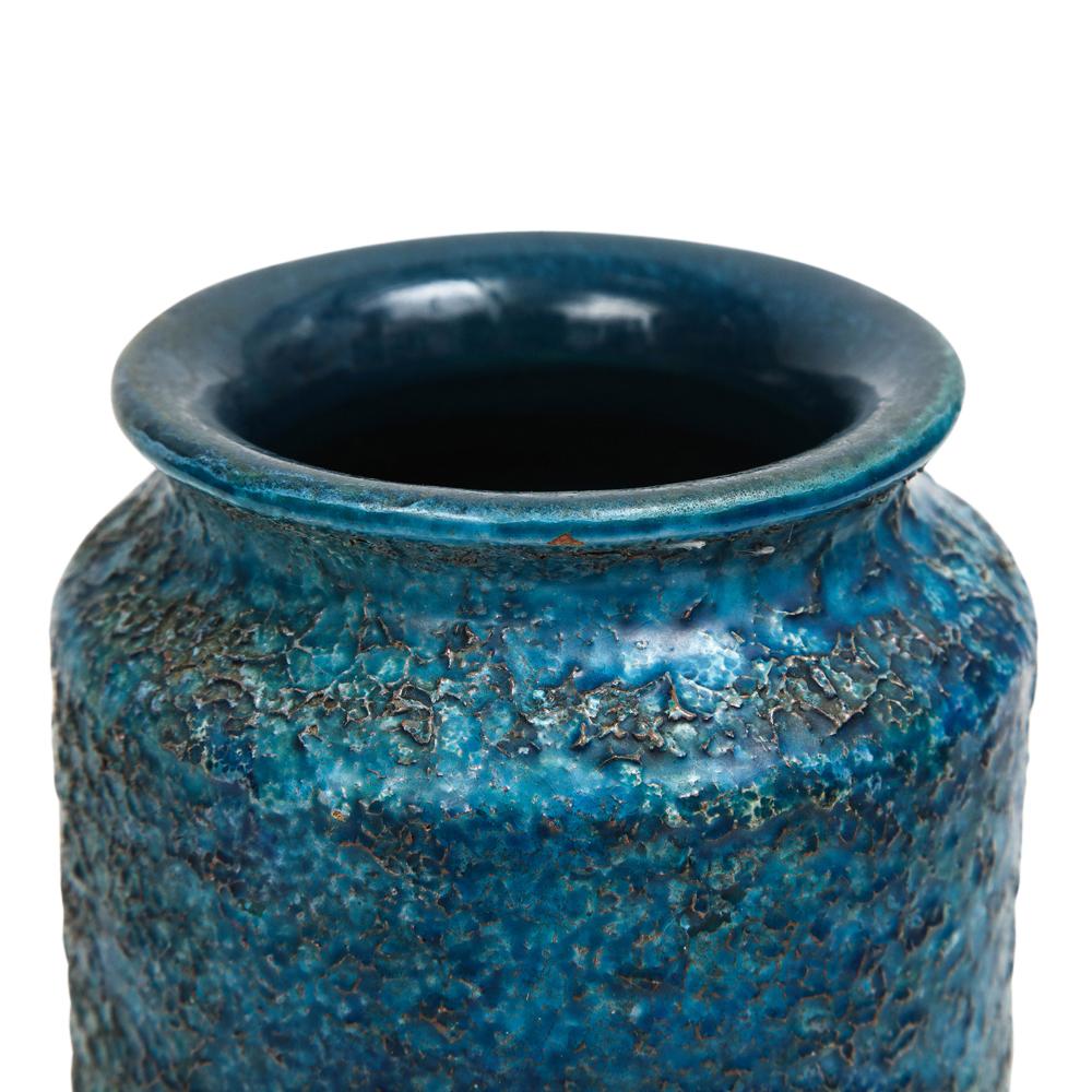 Bitossi for Rosenthal Netter Vase, Ceramic, Blue, Gold, Cinese, Signed In Good Condition For Sale In New York, NY