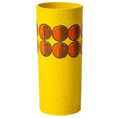 Bitossi for Rosenthal Netter Vase, Ceramic, Yellow, Orange, Discs, Signed