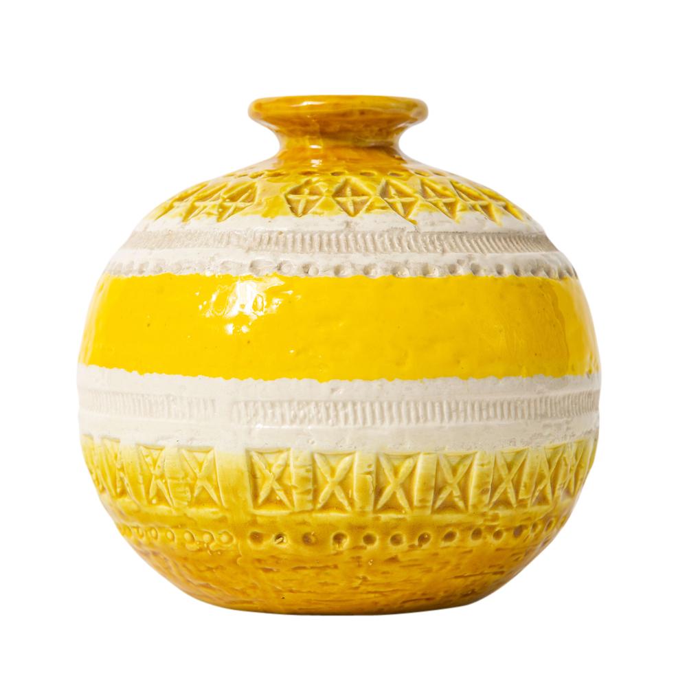 Mid-Century Modern Bitossi for Rosenthal Netter Vase, Ceramic, Yellow, White, Geometric