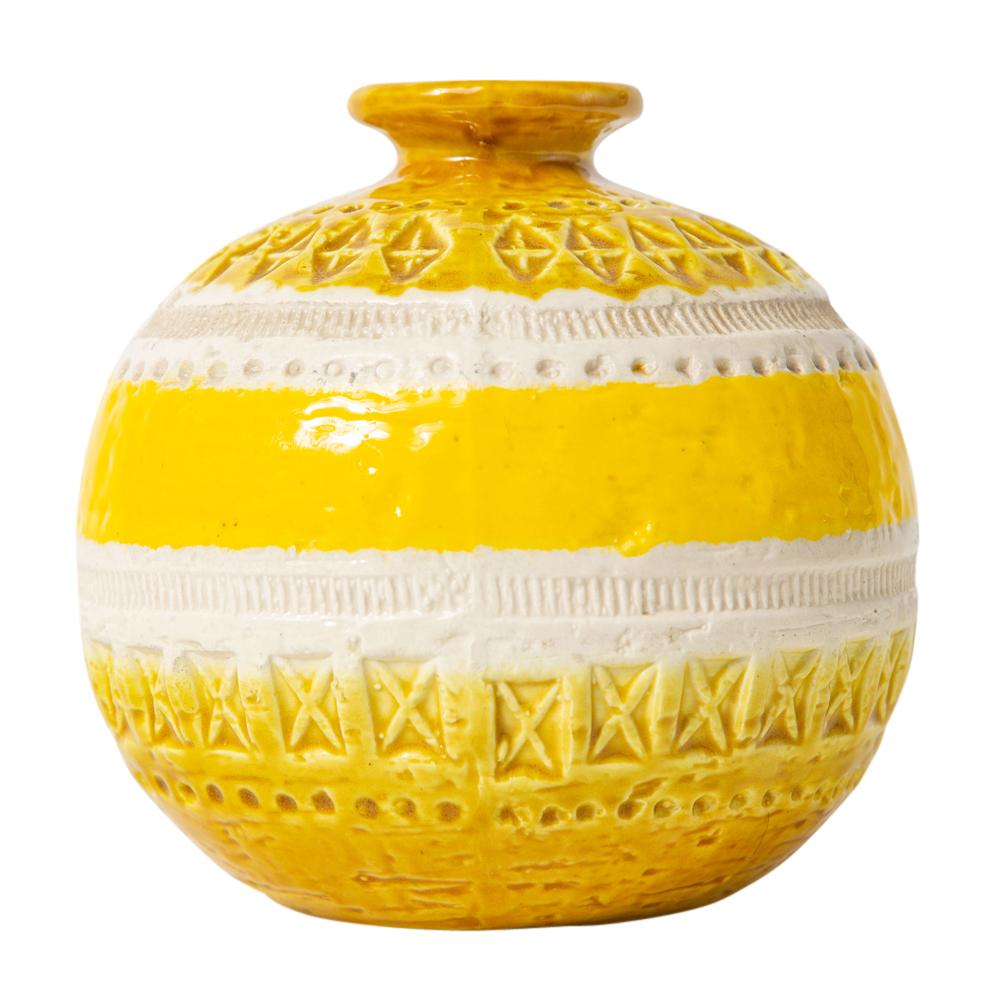 Italian Bitossi for Rosenthal Netter Vase, Ceramic, Yellow, White, Geometric