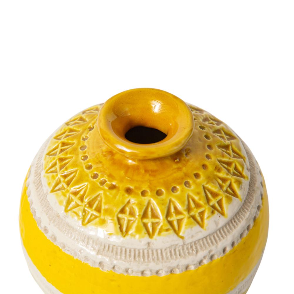 Glazed Bitossi for Rosenthal Netter Vase, Ceramic, Yellow, White, Geometric