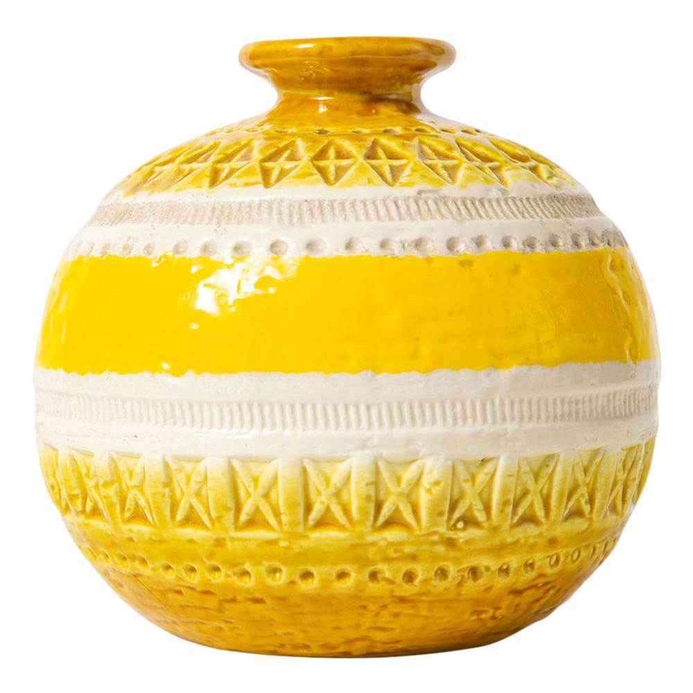 Bitossi for Rosenthal Netter Vase, Ceramic, Yellow, White, Geometric