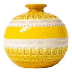 Bitossi for Rosenthal Netter Vase, Ceramic, Yellow, White, Geometric