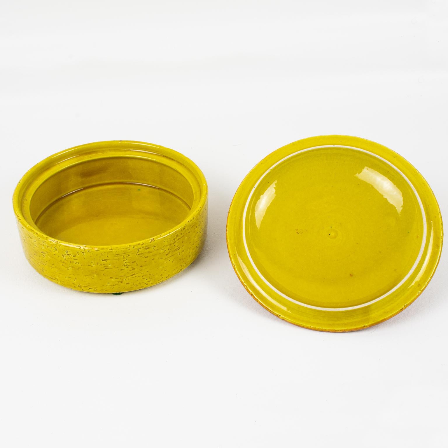 Bitossi for Rosenthal Netter Yellow Ceramic Box and Vide Poche Set, Italy 1960s For Sale 1