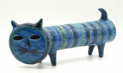 Bitossi 'Gatto' Cylinder Cat Rimini Blue Aldo Londi Italy, circa 1968