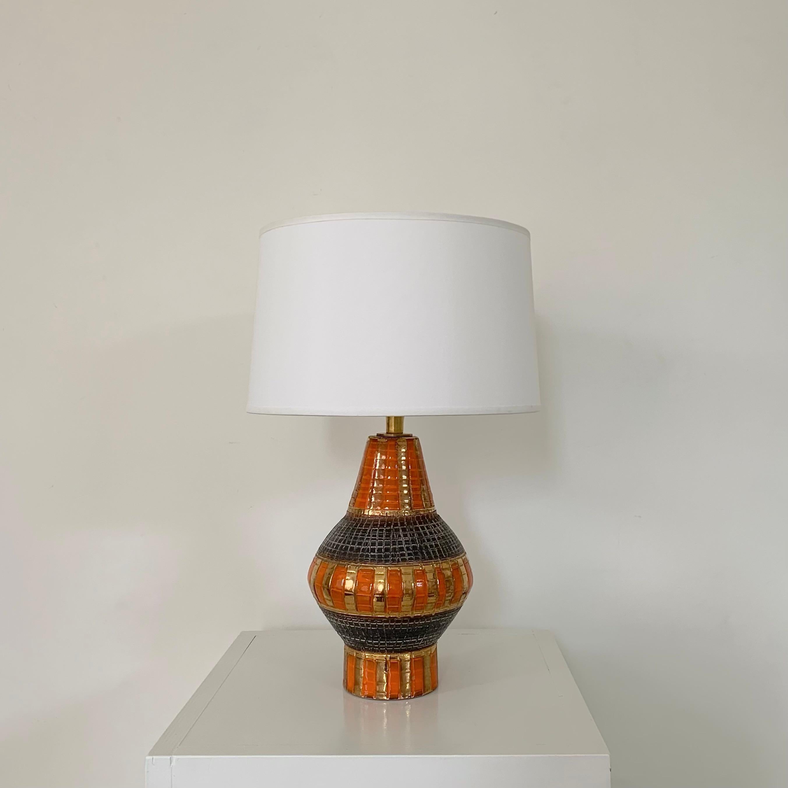 Lampe de table en céramique or et orange de Bitossi, vers 1970, Italie. en vente 2
